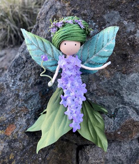 excited to share the latest addition to my etsy shop green purple flower fairy doll standing