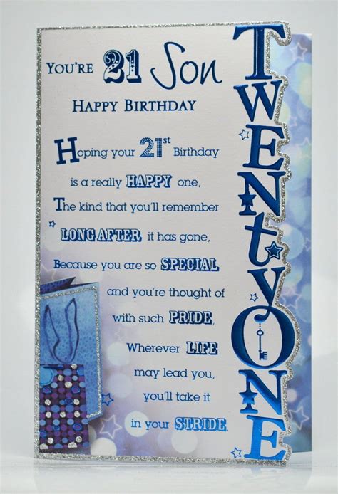 My Sons 21st Birthday Poem Happy Birthday Card