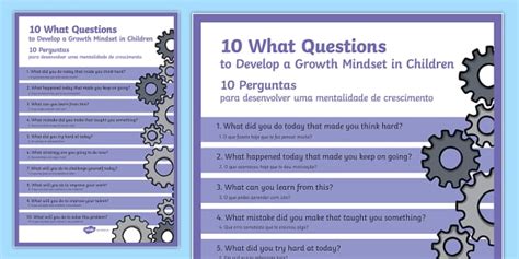 10 What Questions To Develop Growth Mindset In Children A4 Display Poster