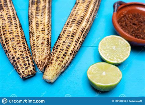 Mexican Grilled Corn With Lime And Chili Powder Stock Image Image Of
