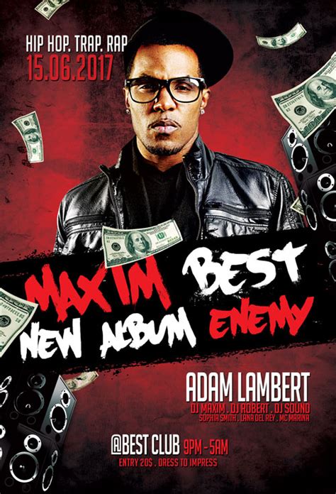 Hip Hop Album Release Party Flyer Template For Club Party Events