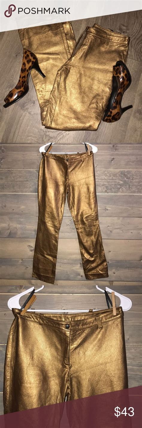 Gold Leather Pants Leather Pants Fashion Party Pants