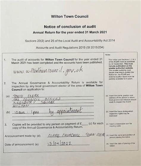 Vacancy For A Town Councillor Wilton Town Council