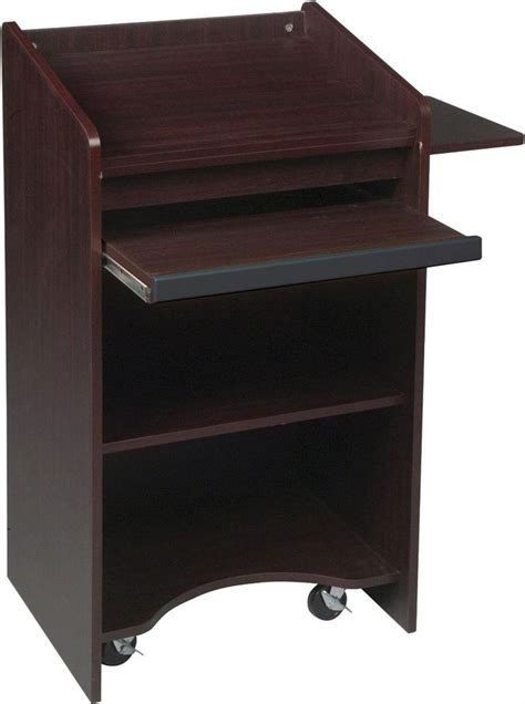 Multimedia Podium With Wheels For Floor With Side Shelf For Projector