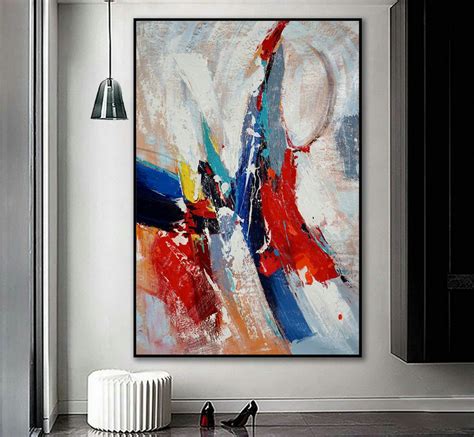 Extra Large Vertical Modern Art Work Contemporary Abstract Wall Art Palette Knife Thick Acrylic