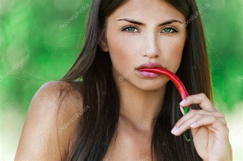 Portrait Romantic Naked Women Acute Red Pepper Stock Photo By Hot Sex Picture
