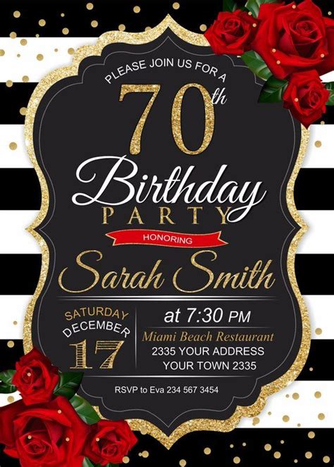 Free Printable 70th Birthday Party Invitations Printable Templates