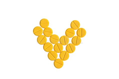 Yellow Pill With Heart Cardio Health Care Concept Of Yellow Pills