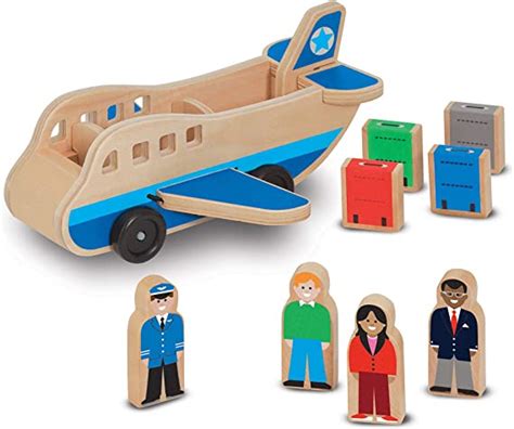 Melissa And Doug Wooden Airplane Play Set With 4 Play Figures And 4