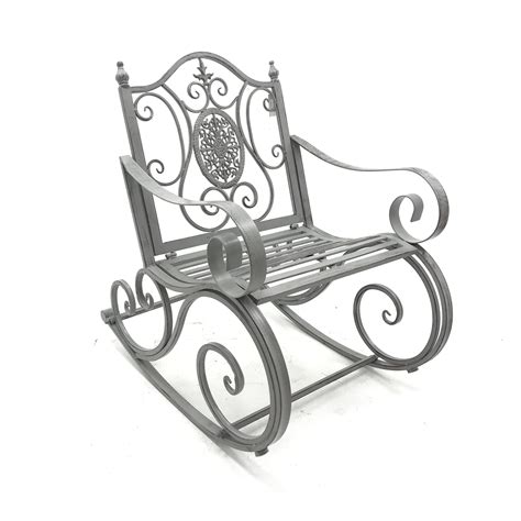 Silver Finish Metal Garden Rocking Chair W65cm The Furnishings Sale