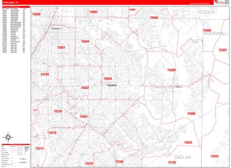 Garland Texas Zip Code Maps Red Line