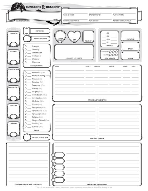 D And D 4e Character Sheet Printable Templates Free