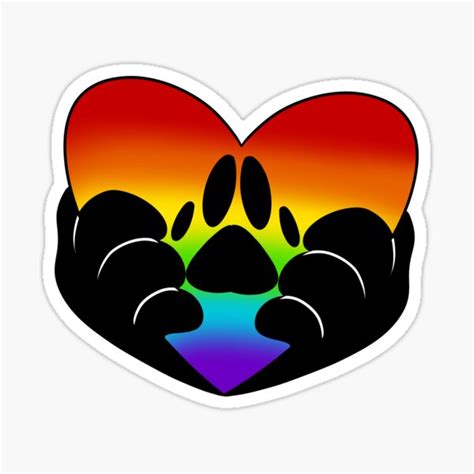 Furry Pride Paw Heart Lgbt Gay Sticker By Dragonightdraws Redbubble
