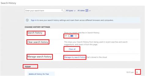 Bing Search History View Delete