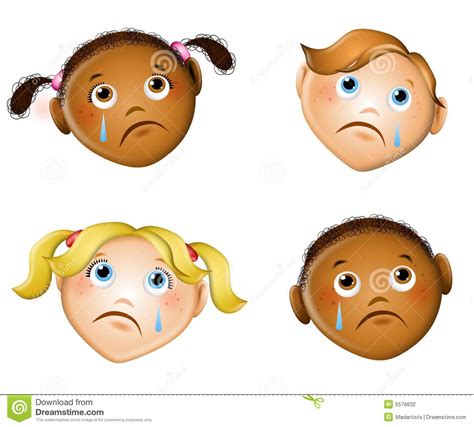 Caras Tristes De Niños Stock De Ilustración Ilustración De Acortar