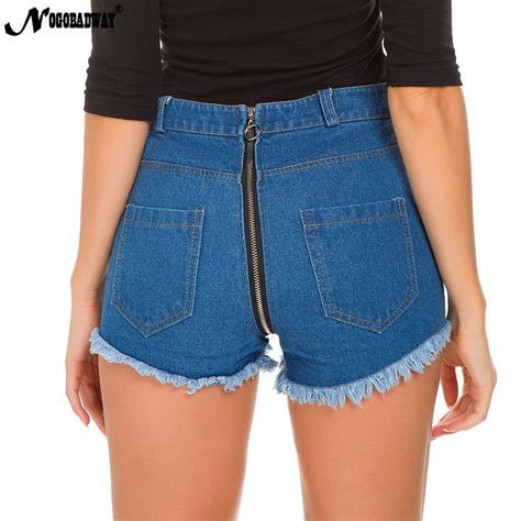 buy 2019 back zipper sexy short jeans shorts for women ripped hole denim hot