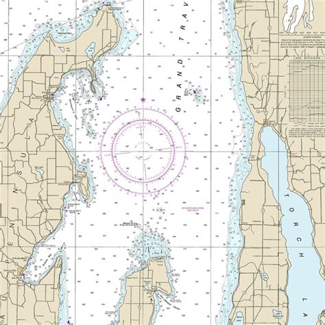 Nautical Chart Of Grand And Little Traverse Bay Lake Michigan Etsy