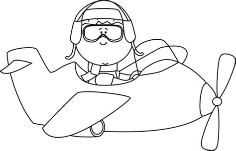 Cute Airplane | ... an Airplane Clip Art - Black and White Boy Flying an Airplane Image ...