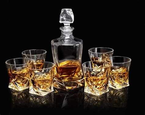 Kanars Whiskey Glasses And Decanter Set 800ml No Lead Crystal Whisky Decanter With 6 Whiskey