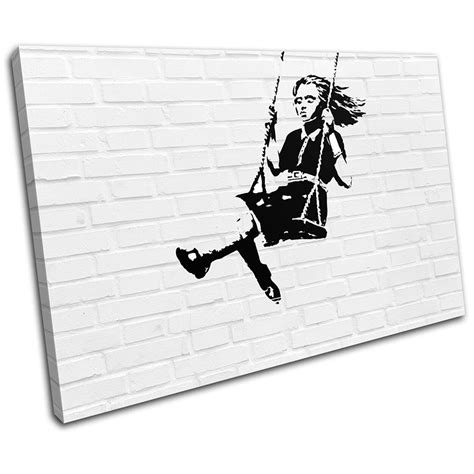 Girl Swing Graffiti Banksy Hi Res Single Canvas Art Print Box Etsy