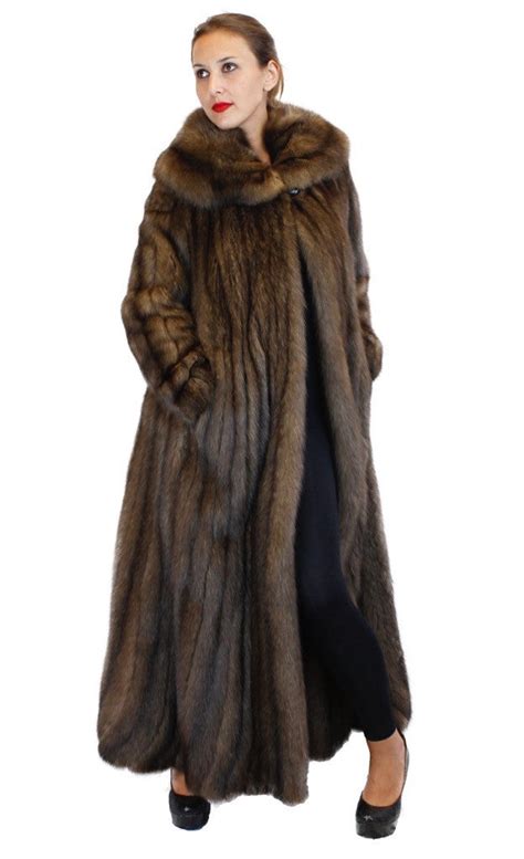 natural royal barguzin russian sable fur extra long coat with flared t the real fur deal