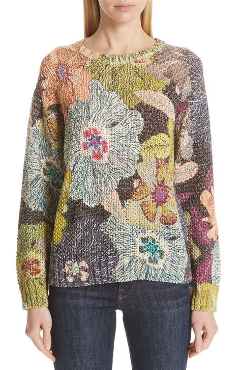 Etro Floral Knit Cotton Blend Sweater Sweaters Knit Fashion Knitting