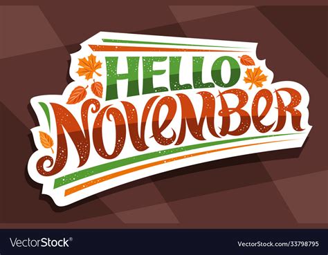 Lettering Hello November Royalty Free Vector Image