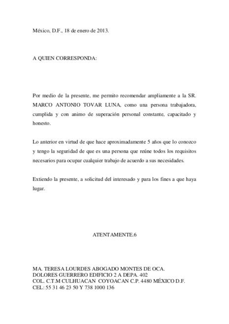 Carta De Recomendacion Personal Ejemplo Guatemala New Sample B
