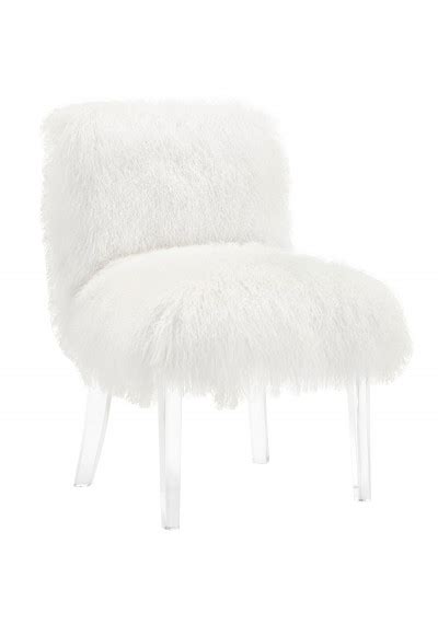 Fluffy White Sheepskin Footstool Bench Gold Legs