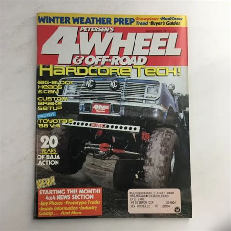 Vintage Petersens 4 Wheel And Off Road Magazine November 1987 Hardcore