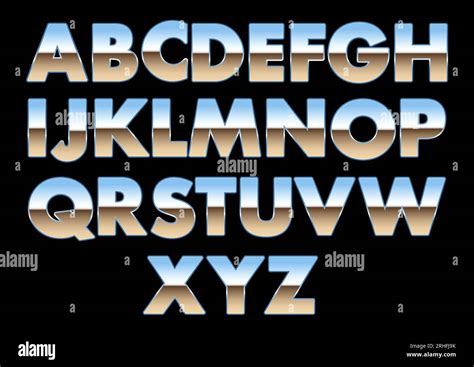 Metallic Shiny Fonts Chrome Fonts Alphabet Letters For Industrial