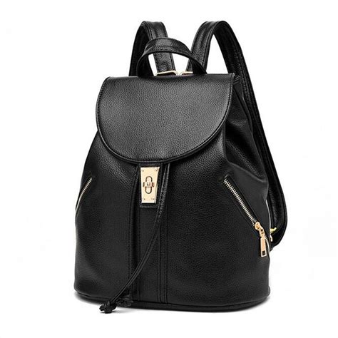 Cool Walker Fashion Lovely Black Pu Women Leather Backpack School Bag