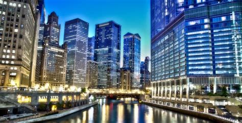 Chicago Financial District Stock Image Image Of River 19764045