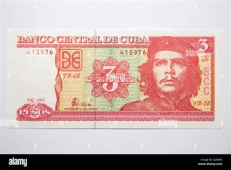 The Front Of The Cuban 3 Peso Bank Note Featuring Che Guevaras Head