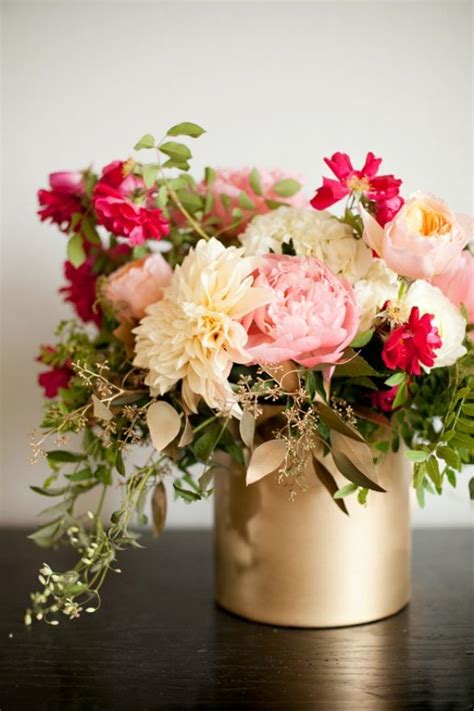 Bright Arrangement Wedding Table Flowers Pink Flower