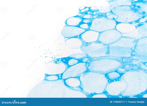 Light Blue Bubbles Splash Background Ink Reflected On Paper Texture