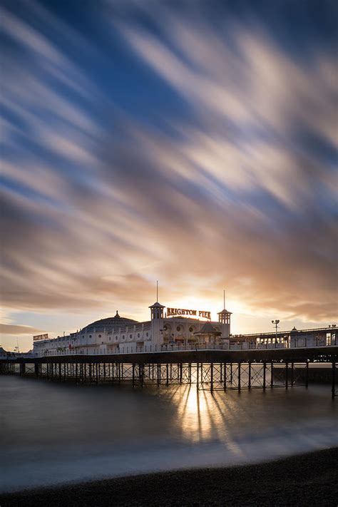 Brighton Pier Long Exposure Sunset Landscape Photograph By Matthew Gibson