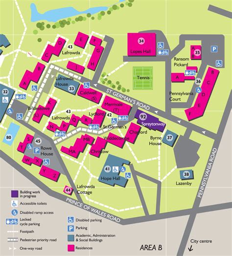 Area B Map Campuses And Visitors University Of Exeter