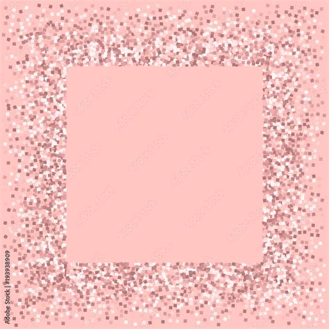 Pink Gold Glitter Square Messy Frame With Pink Gold Glitter On Pink