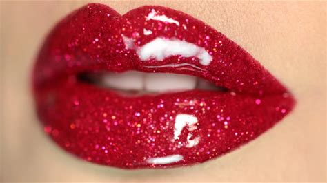 Hot Sexy Red Glitter Lips Makeup Tutorial Youtube