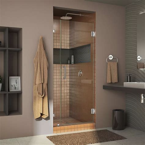 dreamline unidoor lux 29 inch x 72 inch frameless hinge shower door in chrome the home depot