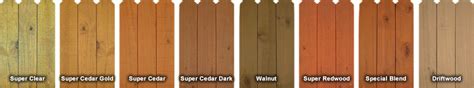 Cedar Fence Stain Color Chart