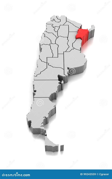 Map Of Corrientes Province Argentina Stock Illustration