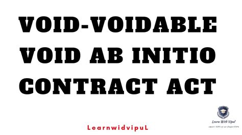 A void contract is a contract that isn't legally enforceable, starting from the time it was created. VOID || VOIDABLE || VOID AB INITIO || INDIAN CONTRACT ACT ...