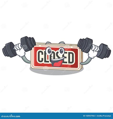 Fitness Closed Sign Isolated With The Mascot Stock Vector