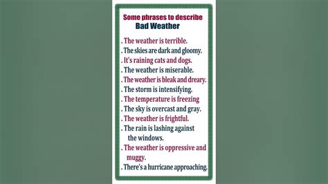 To Describe Bad Weather Englishtips English Learnenglish