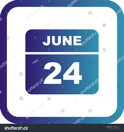 June 24th Date On A Single Day Calendar Royalty Free Stock Vector