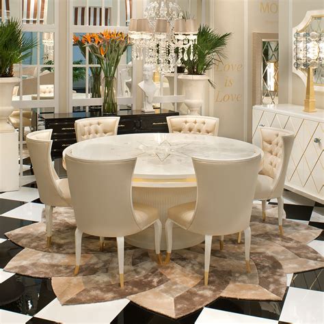 High End Modern Ivory Lacquered Round Dining Table Juliettes