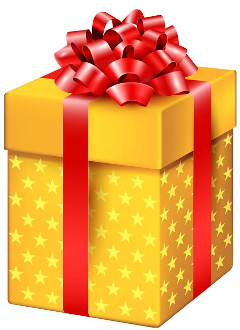Yellow Gift Box with Stars PNG Clipart - Best WEB Clipart