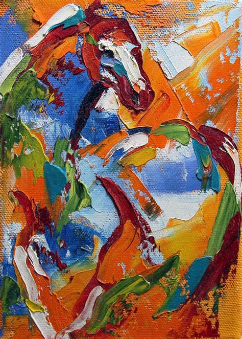 Day 1 Orange Horse Painting Abstract Contemporary Horse Paintings By